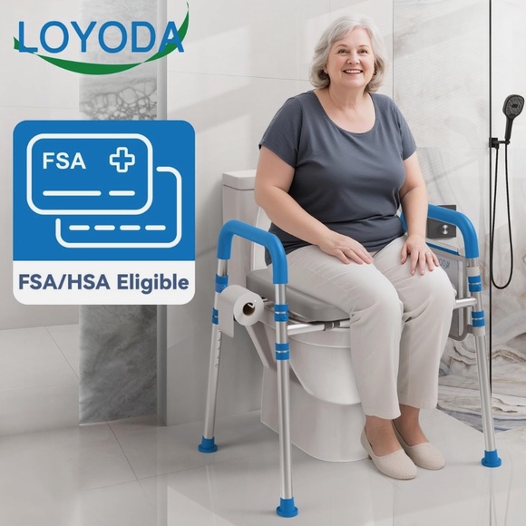 LOYODA Raised Adjustable Padded Toilet Seat w/Handles For Seniors, Disabled NIB - Picture 2 of 6